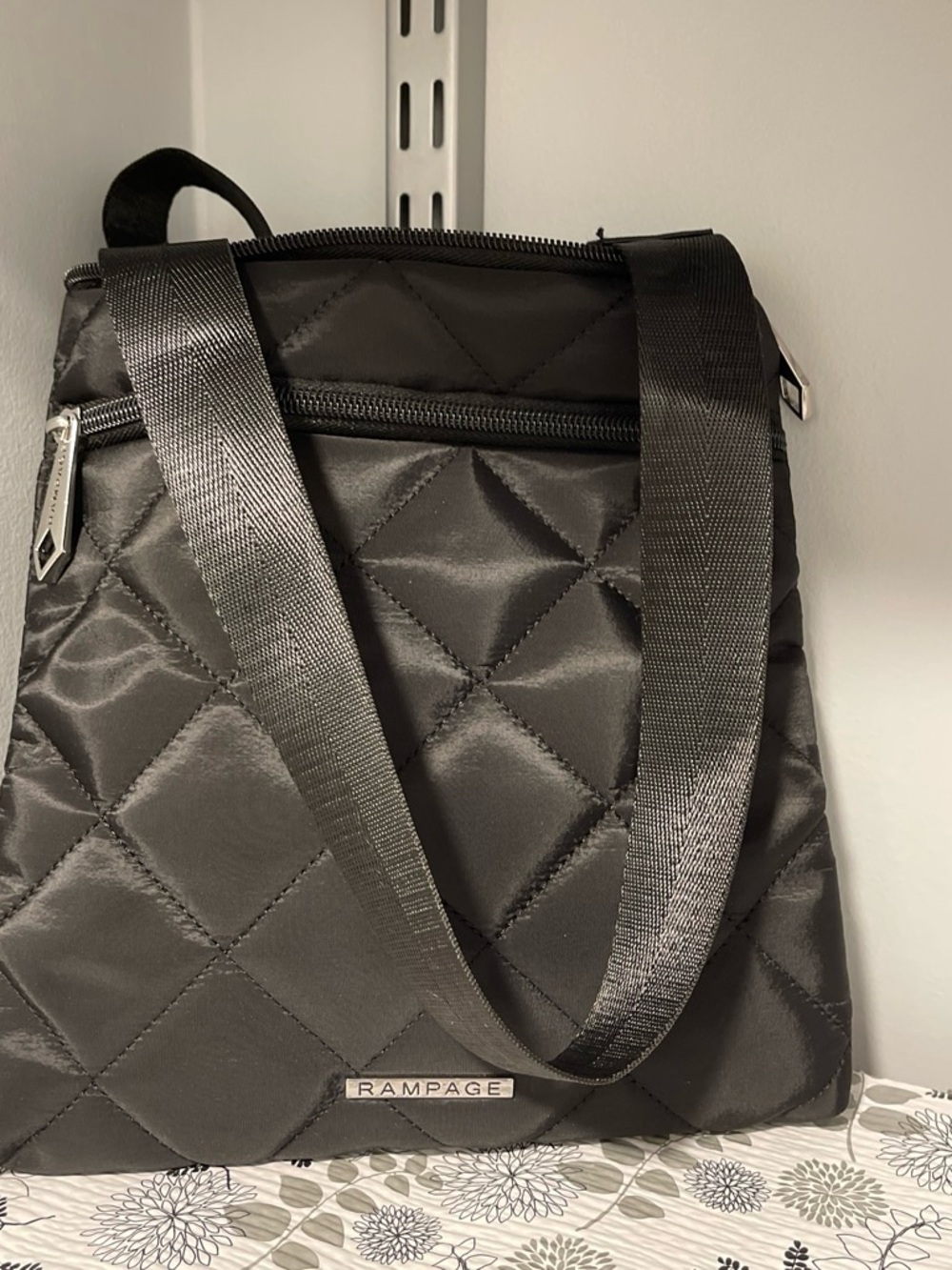 Rampage Black Quilted Shoulder Bag with Adjustable Strap
